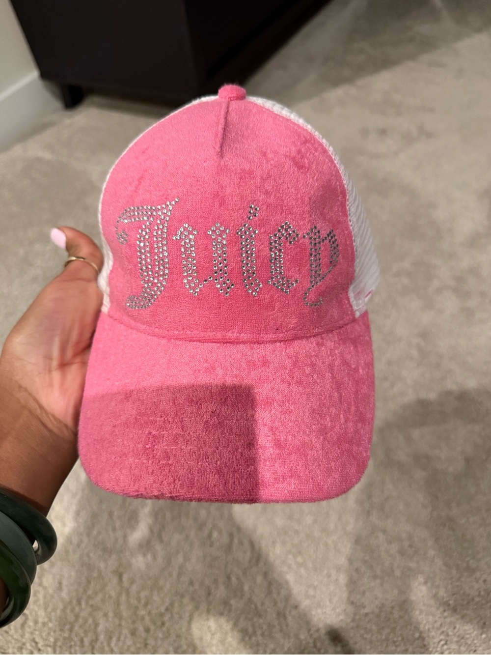 Juicy Couture Pink Rhinestone Logo Mesh Cap